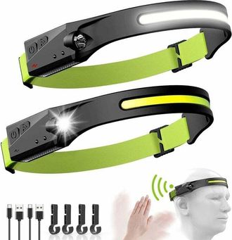 OEM Linterna Frontal, 2 Unidades De Led Recargables Por Usb Cob Xpe, Impermeables, De Inducci&oacute;n, Con 5 Modos De Iluminaci&oacute;n Para Correr, Pescar, Acampar, 