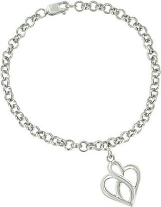 House of Brilliance Silver Open Heart with Center Vertical Infinity Chain Charm Bracelet - in White at Nordstrom