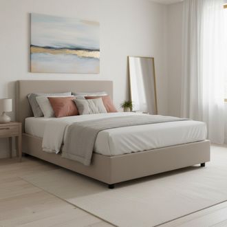 Dmora Talamo Italia - Cama Matrimonial Chloe, Cama Contenedor Con Revestimiento De Tela, 100% Made In Italy, Apertura Frontal, Adecuado Para Colch&oacute;n Cm 140x