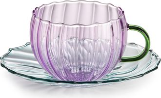 IVV sahara set 2 taza t&eacute; borosilicato amatista mango verde/platillo turquesa cl- 24