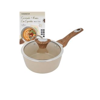KASANOVA Casseruola un manico 18 cm coperchio taupe New Ceramic
