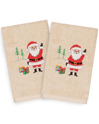 Linum Home Textiles Set Of 2 Christmas Santa Waving Hand Towels