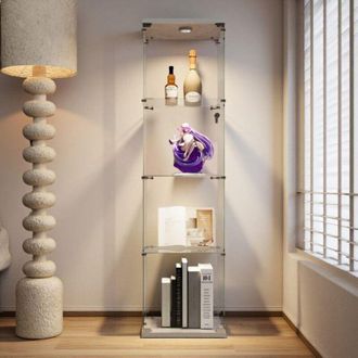 OEM Vitrina - Blanca - Cristal Templado - Iluminaci&oacute;n Led - 4 Estantes Ajustables