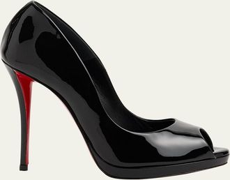 Christian Louboutin 120mm Lady Z Patent Leather Peep-Toe Pumps