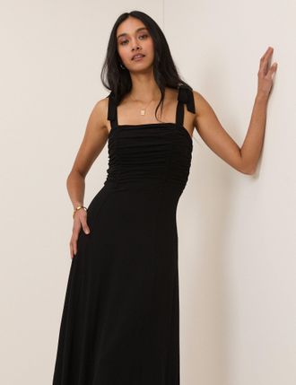 Nobody's Child Black Tie Shoulder Hattie Jersey Midi Dress