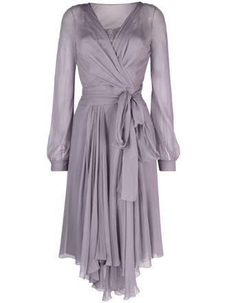 Alberta Ferretti Abito midi asimmetrico a portafoglio - Viola