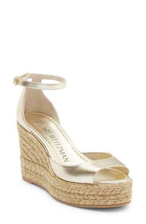 Stuart Weitzman Distia Espadrille Wedge Sandal in Light Gold at Nordstrom Rack, Size 7.5
