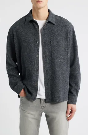 Frame Denim Waffle Knit Button-Up Shirt in Heather Grey at Nordstrom, Size X-Large