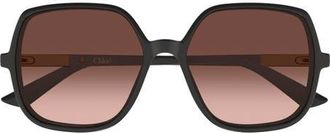 Chlo&eacute; 55mm Gradient Geometric Sunglasses in Grey at Nordstrom