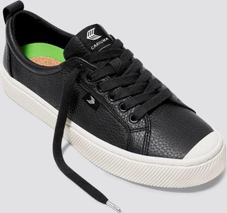 Cariuma Mens Cariuma OCA Low Sneakers Black Leather Lace Up Casual Shoes ZAP1558