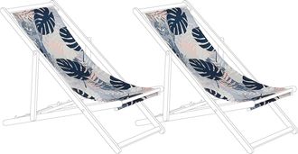 Beliani Conjunto De 2 Telas De Poli&eacute;ster Multicolor Para Tumbona De Jard&iacute;n Patr&oacute;n De Hojas De Palmera Tropical Moderno Exterior Anzio / Avellino