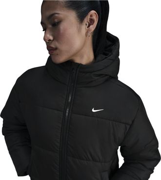 Nike (WMNS) Nike Sportswear Classic Puffer Therma-Fit Loose Hooded Jacket Asia Sizing Black White FZ5900-010