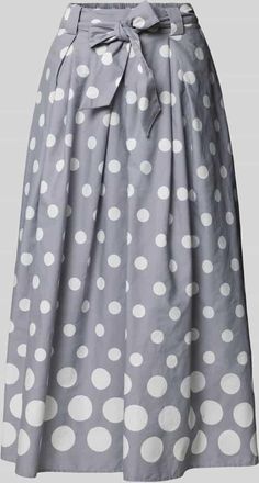 More & More More & More Midirock aus reiner Baumwolle mit Zierschleife in Silber, Gr&ouml;&szlig;e 34