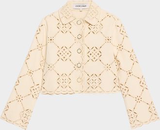 Veronica Beard Adelaide Scalloped Eyelet-Embroidered Jacket