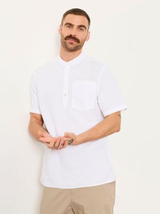 Fat Face FatFace Bugle White Short Sleeve Grandad Popover Shirt