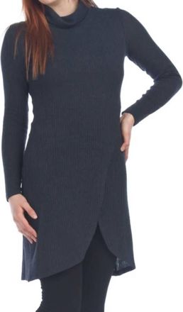 Papillon Ribbed Turtle Neck Tulip Hem Sweater Dress In Grey