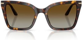 Emporio Armani 53mm Polarized Gradient Square Sunglasses in Shiny Havana /Brown Polar at Nordstrom