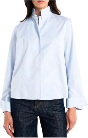 Margaux Lonnberg Hoge-hals Chemise in Lichtblauw Katoen - Dames - Overhemden - Blauw - XS - Katoen - Overhemden