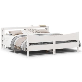 Berkfield Home Bed Frame with Headboard White 200x200 cm Solid Wood Pine