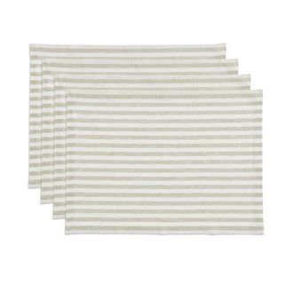 Solino Home Linen Placemats - Amalfi Stripe, 14 x 19 in Sage And White at Nordstrom, Size Medium