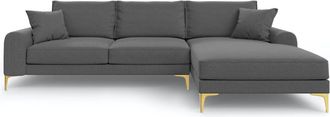 BLOOMINGLOFT Design Ecksofa Madara mit Strukturstoff - Dunkelgrau