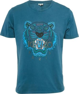 Kenzo Katoenen T-shirt met tijgerprint - Blauw