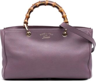 Gucci Borsa shopper media in pelle di vitello e bambù 2016-2025 - Viola