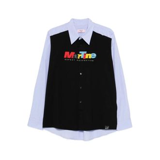 Martine Rose Casual Shirts, male, Multicolor, Size: XL Striped Logo Polo Shirt
