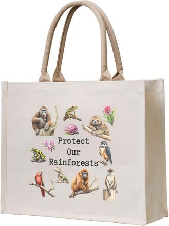 Generic Protect Our Rainforests Canvas Tote Bag For Sewers & Knitters, Sewing Theme Reusable Grocery Bag, Funny Crafting Gift For Women, Large Capacity Canvas