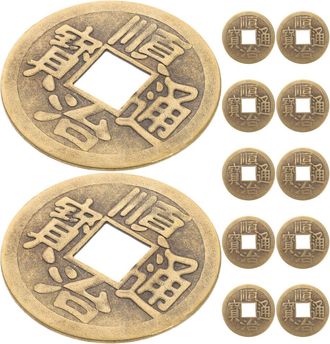 OEM 60 Monedas De Lat&oacute;n Dorado Feng Shui Para Decoraci&oacute;n Y Prosperidad