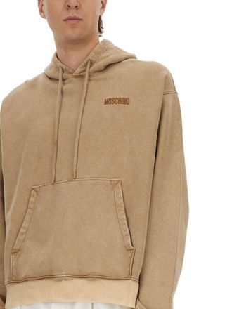Moschino Logo-Embroidered Cotton Sweatshirt - Brown