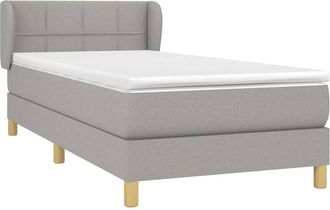 vidaXL Cama Box Spring Con Colch&oacute;n Tela Gris Claro 80x200 Cm Vidaxl
