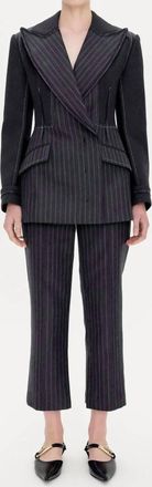 SIMKHAI Vera Straight Pants In Grey Pinstripe