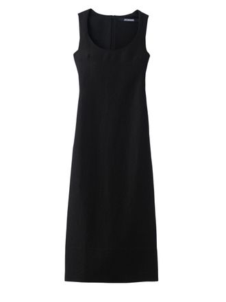 Jacquemus Black Fitted Pleated Apron Midi Dress