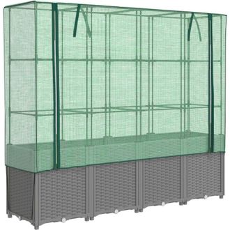 vidaXL Vidaxl - Arriate Con Cubierta Invernadero Aspecto Rat&aacute;n 160x40x153 Cm