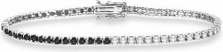 Allurez Diamond & Black Diamond Eternity Tennis Bracelet 14K White Gold (3.00ct)