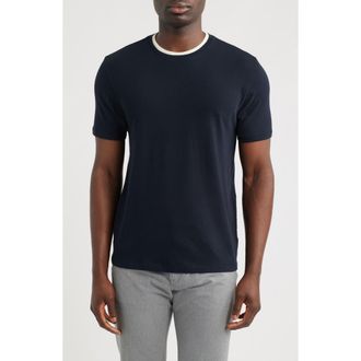 Vince Loose Knit Double Collar Crewneck T-Shirt in Coastal/blanco at Nordstrom, Size Xx-Large