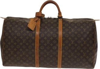 Louis Vuitton Keepall Bandoulière 60 Brown Canvas Travel Bag (Pre-Owned)