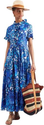 La DoubleJ Vetrata Grande Maxi-jurk - Dames - Maxi kleedjes - Blauw - XS - Kleedjes