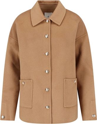 Anine Bing Short Brown Wool And Cashmere Jacket With Classic Collar