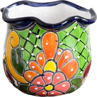 Nearly Natural 6In Handmade Mexican Talavera Ceramic Planter