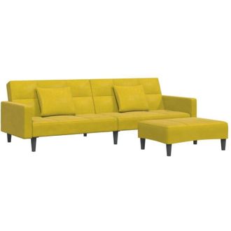 vidaXL Vidaxl - Sof&aacute; Cama De 2 Plazas Con Taburete Terciopelo Amarillo