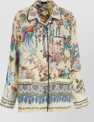 Etro flora fauna print long sleeve shirt