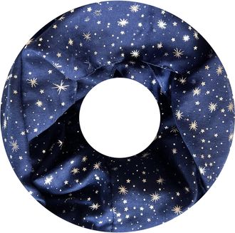 Lina & Lily Silver Foil Star Womens Snood Scarf Lightweight (Navy Blue)