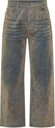 KidSuper Studios Face Floral Flocked Denim Jean - Heren - Jeans - Bruin - Maat: M Denim