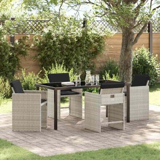 vidaXL Conjunto De Comedor De Jard&iacute;n 5 Pcs Gris Claro Polirat&aacute;n Vidaxl