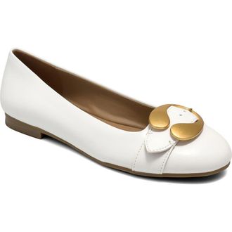 Aerosoles Paradise Buckle Flat in White Soft Nappa at Nordstrom, Size 7.5