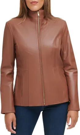 Cole Haan Wing Collar Leather Jacket in Hickory at Nordstrom Rack, Size X-Small