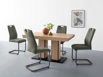 Hela Essgruppe »Tisch ausziehbar 140 -220 cm,« Set, 5 Stk. tlg. Belastbarkeit 140 KG, bequem gepolstert mit Griff