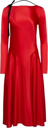 Nina Ricci Kleedjes, Dames, Rood, XL, Rode Rugloze Midi